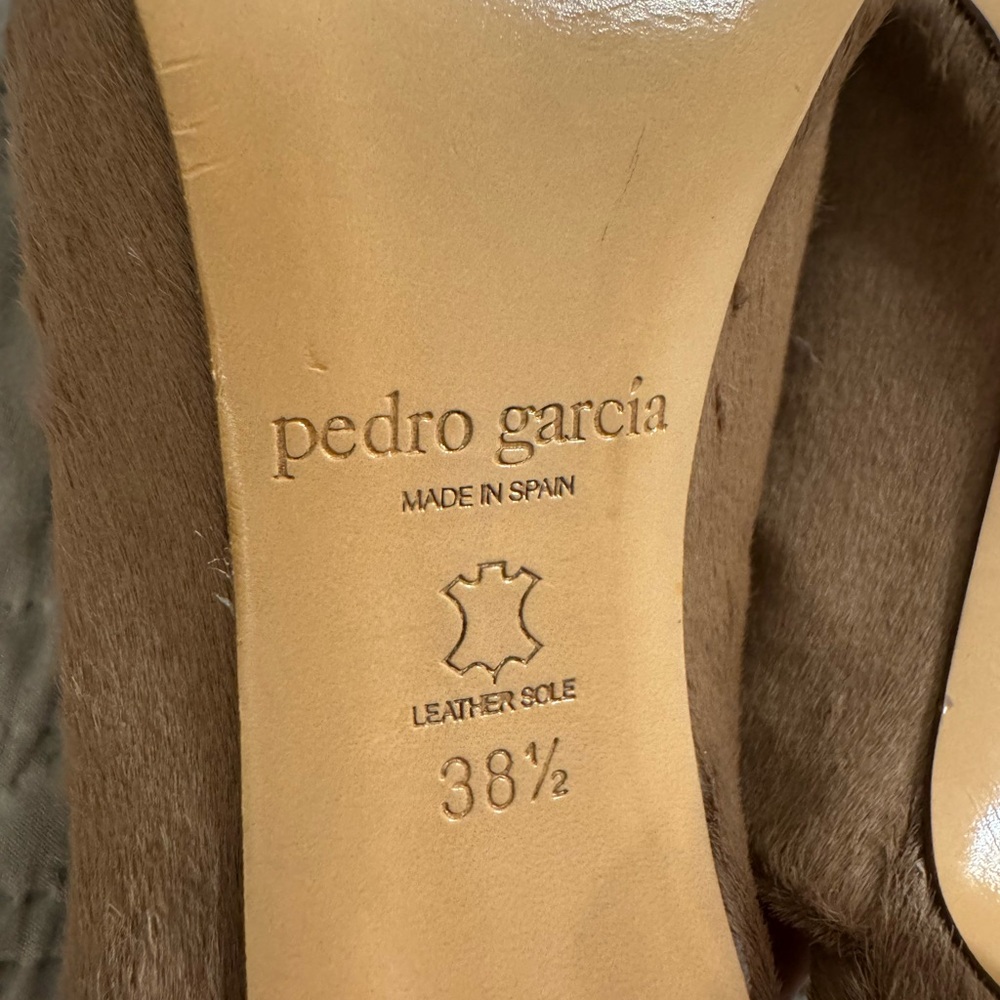 Pedro Garcia Tan Calf Hair Open Toe Stiletto Pump Size US 7.5 / EU 38.5 Women’s - Picture 6 of 9
